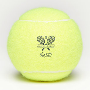 Modern Script Tennis Player Navy Blue Personalized Tennis Balls