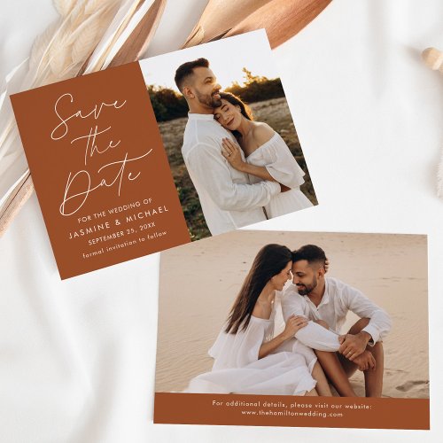 Modern Script Terracotta 2 Photo Save The Date