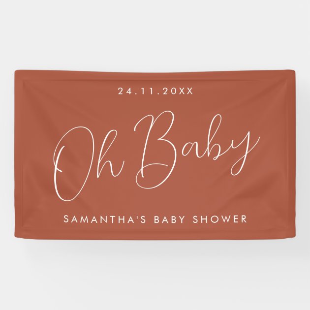 Modern Script terracotta Oh Baby Shower Banner