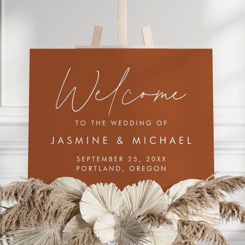 Modern Script Terracotta Wedding Welcome Sign