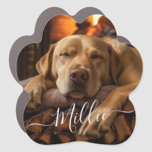 Modern Script Text Custom Pet Photo Car Magnet