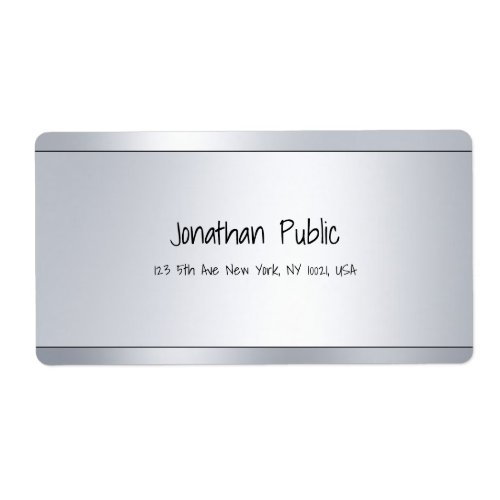 Modern Script Text Silver Glamour Shipping Address Label