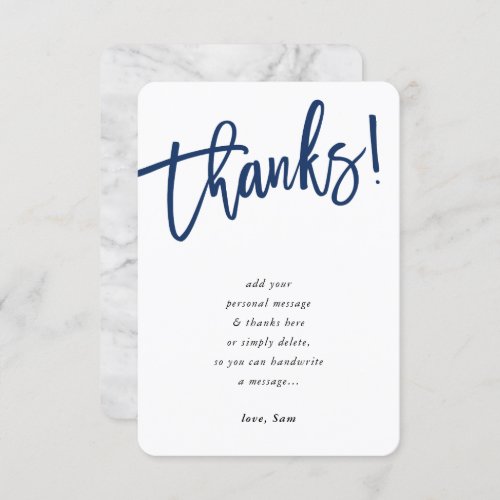 MODERN SCRIPT thank you note navy blue ink Invitation