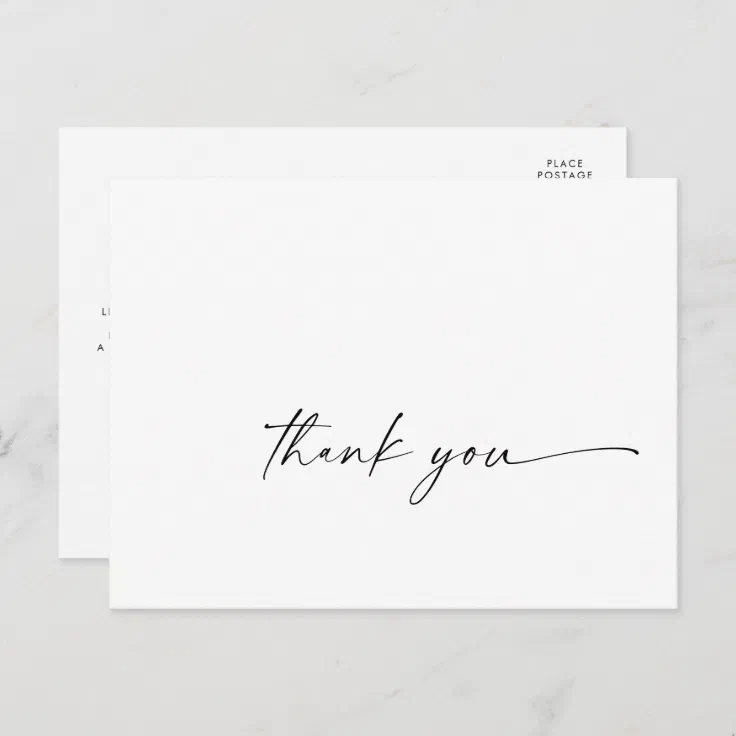 Modern Script Thank You Postcard | Zazzle