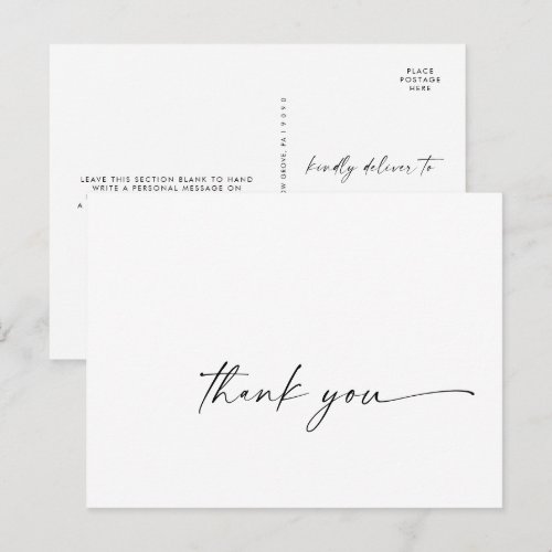 Modern Script Thank You Postcard