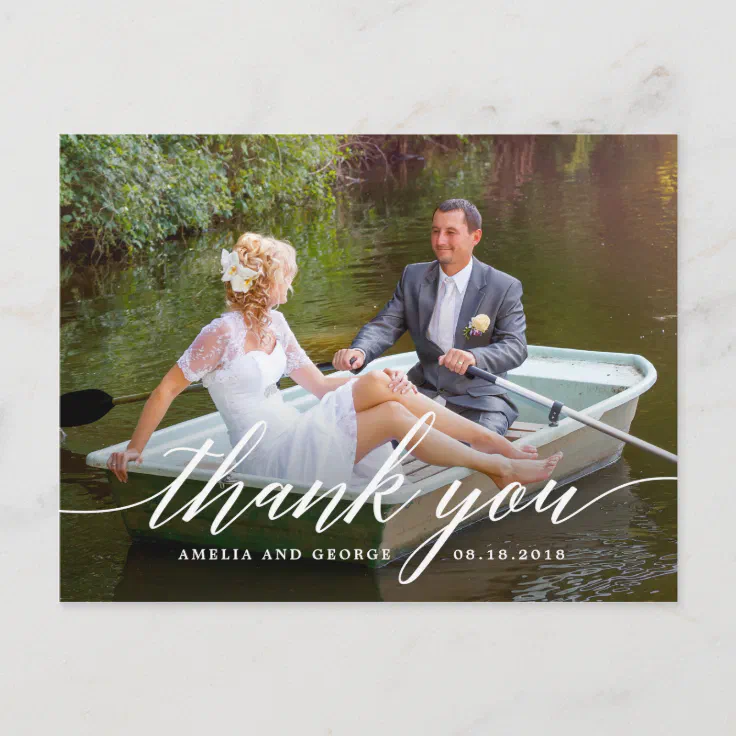 Modern Script Thank You Postcards | Zazzle