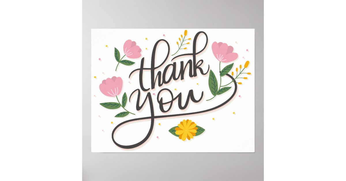 Modern Script thank you poster | Zazzle
