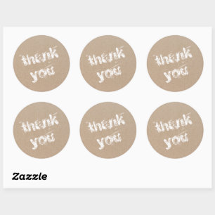 Modern Script Thank You Simple Cardboard Classic R Round Sticker