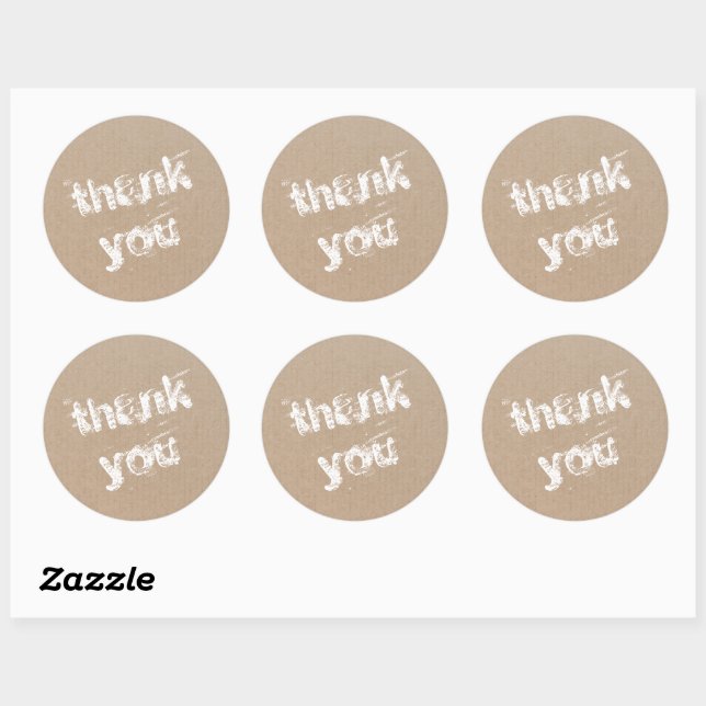 Modern Script Thank You Simple Cardboard Classic R Round Sticker (Sheet)