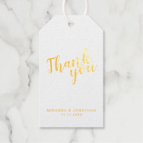 Modern Script Thank You Wedding Favor Gold Foil Gift Tags