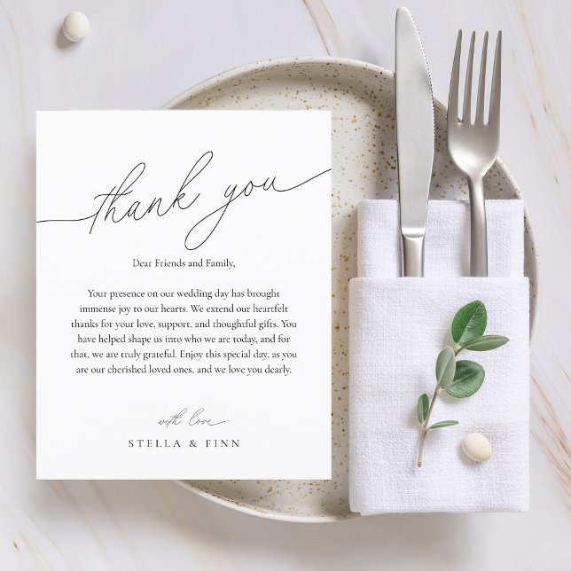 Modern Script Thank You Wedding Place Card (Modern Script Thank You Wedding Place Card)