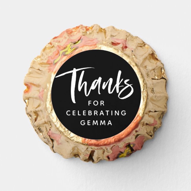 Modern script thanks black white personalized reese's peanut butter cups (Front)