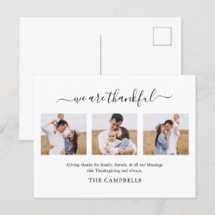 Modern Script Thanksgiving Photo Holiday Postcard