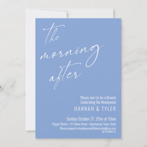 Modern Script The Morning After Brunch Periwinkle Invitation