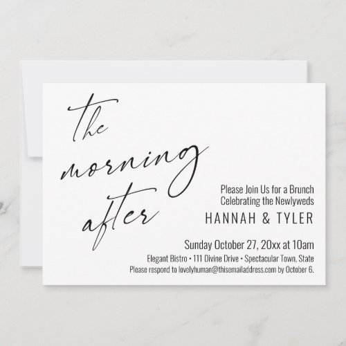 Modern Script The Morning After Wedding Brunch Invitation