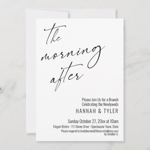 Modern Script The Morning After Wedding Brunch Invitation