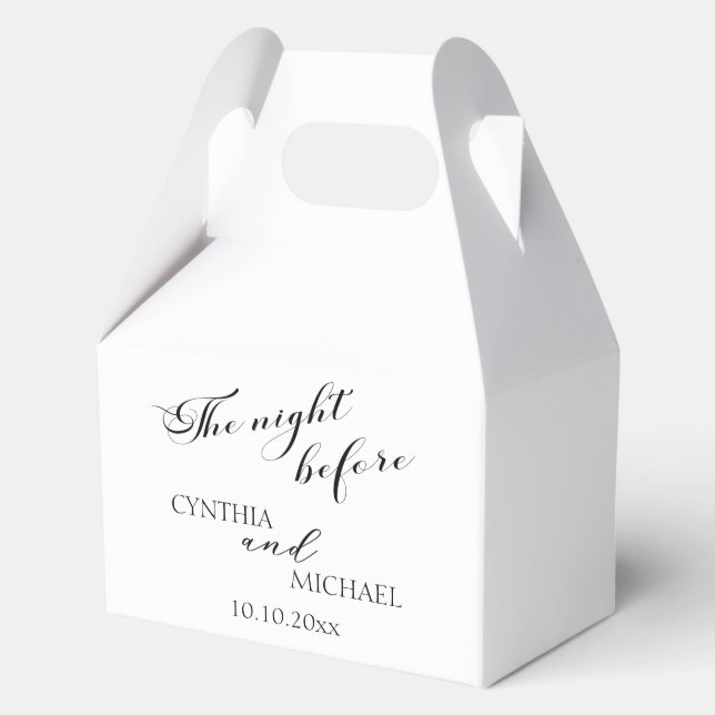 Modern Script 'the Night Before' Wedding Favor Boxes (Front)