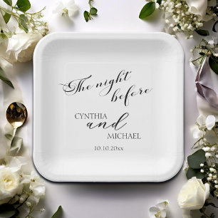 Modern Script 'the Night Before' Wedding Paper Plates