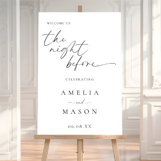 Modern Script The Night Before Welcome Sign