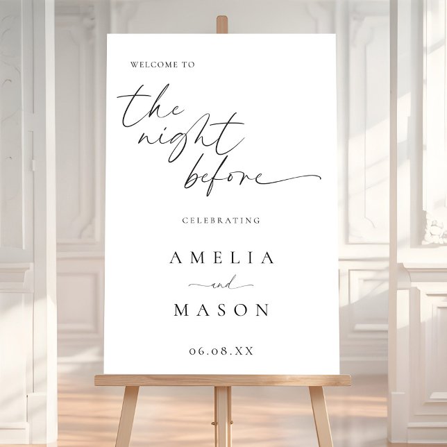 Modern Script The Night Before Welcome Sign (Modern Script The Night Before Welcome Sign)