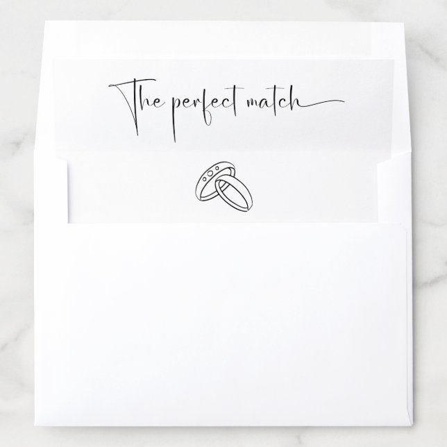 Modern Script The Perfect Match Wedding Shower Envelope Liner (In Envelope)