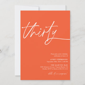 Modern Script Thirtieth Birthday Party Invitation