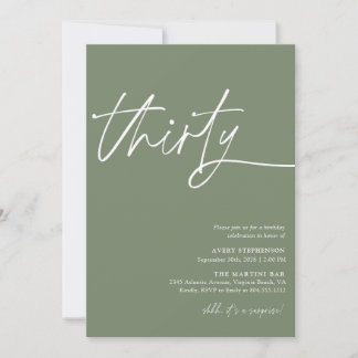 Modern Script Thirtieth Birthday Party Invitation