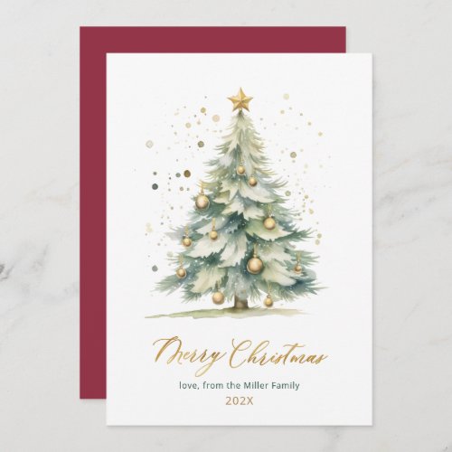 Modern Script Tree Non Photo Christmas Cards