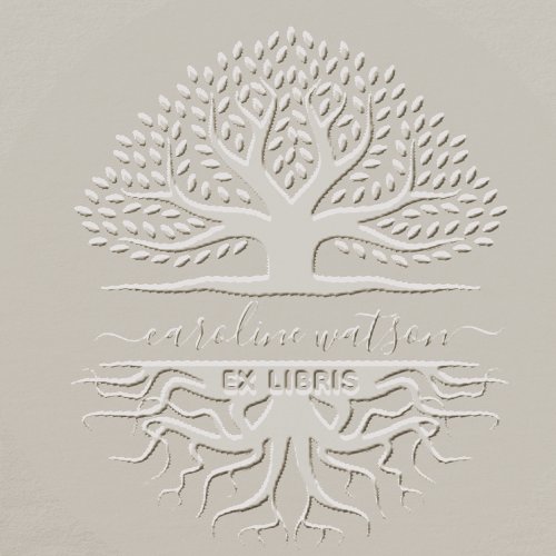 Modern Script Tree of life Ex libris  Embosser