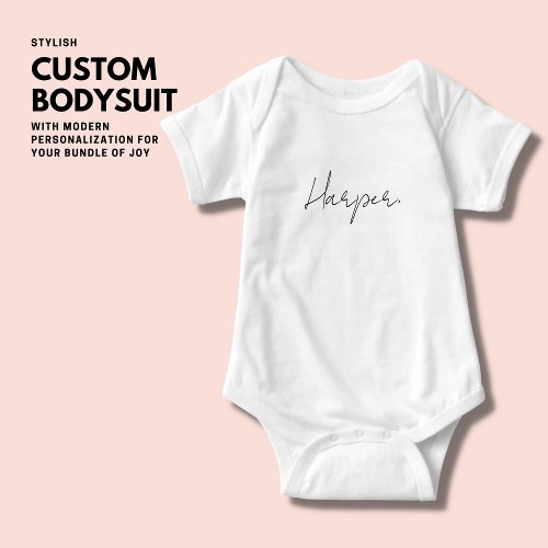 Modern Script Trendy Cute Script Handwriting Style Baby Bodysuit