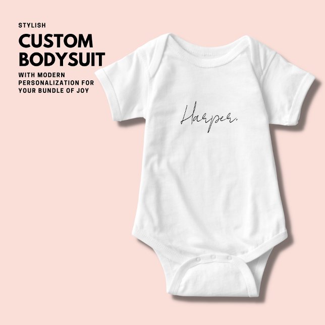 Modern Script Trendy Cute Script Handwriting Style Baby Bodysuit (Creator Uploaded)