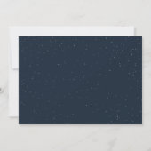 Modern script trendy navy save the date photo card (Back)