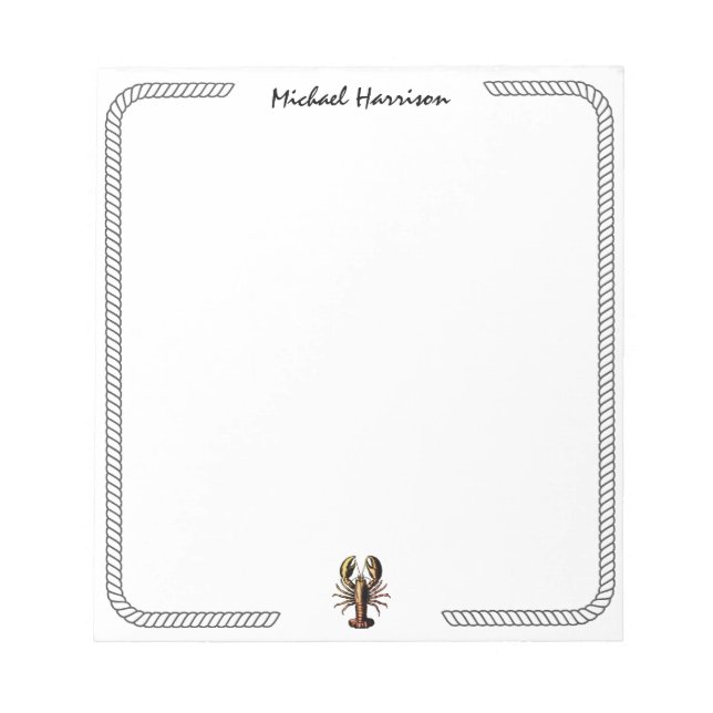 Modern Script Trendy vintage Lobster Personalized  Notepad (Front)