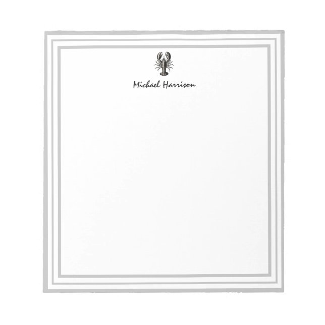 Modern Script Trendy vintage Lobster Personalized  Notepad (Front)