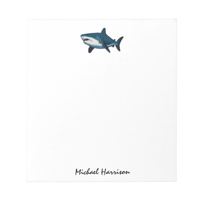 Modern Script Trendy vintage Shark Personalized  Notepad (Front)