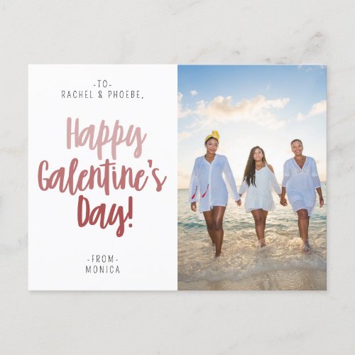 Modern Script Tricolor Happy Galentines Day Photo Postcard