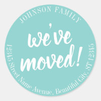 Modern Script Turquoise We've Moved New Address