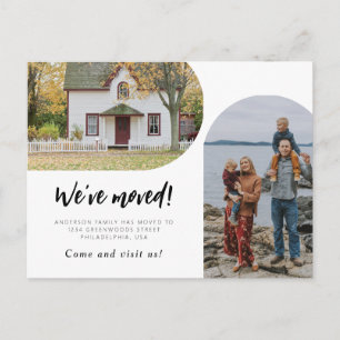 Modern Script Two Arch Photo We've Moved Announcement Postcard