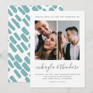Modern Script Two Photo Wedding Invitation