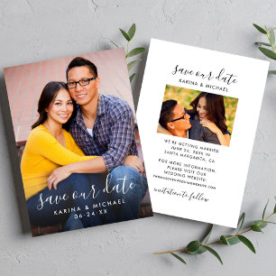 Modern Script Two Photo Wedding Save The Date