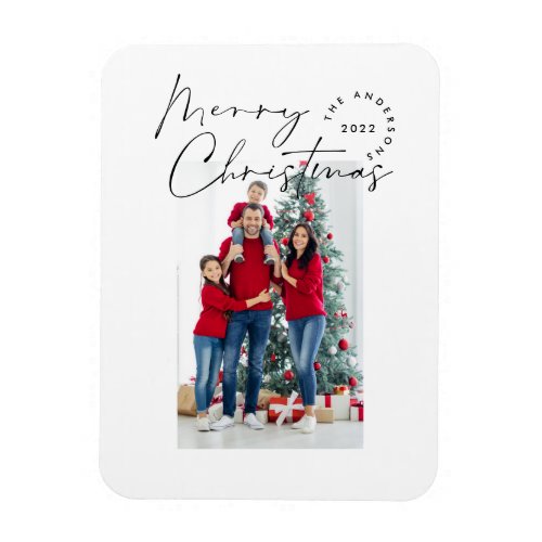 Modern script typography 1 photo Christmas Holiday Magnet