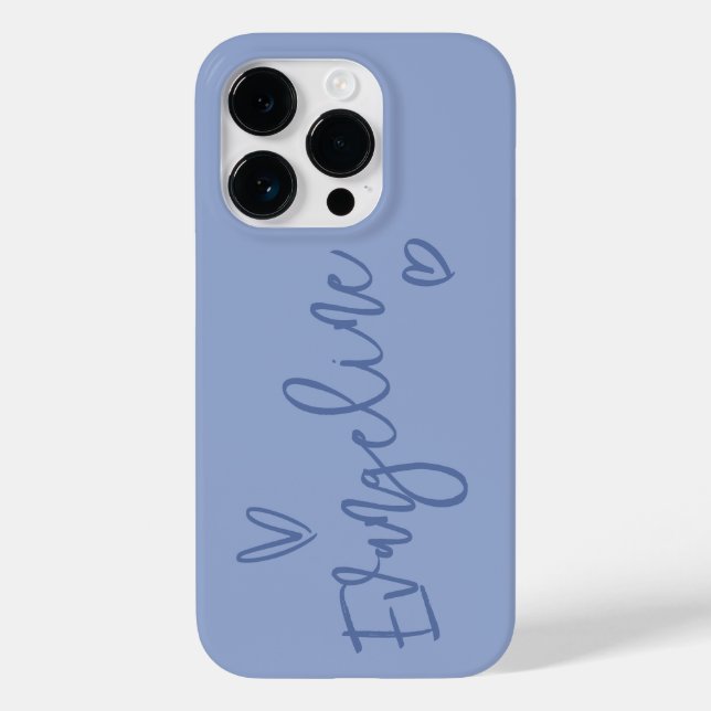 Modern script typography blue girly heart elegant Case-Mate iPhone case (Back)