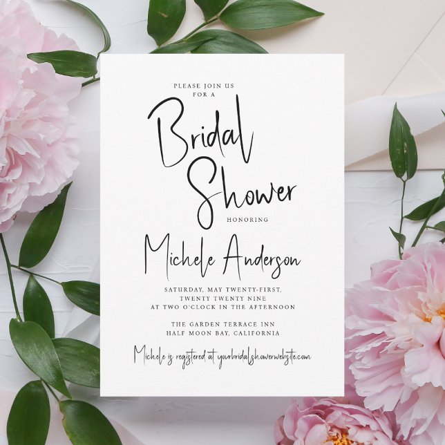 Modern Script Typography Bridal Shower Invitation (Creator Uploaded)