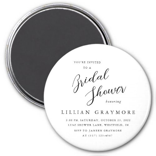 Modern Script Typography Bridal Shower Invitation Magnet