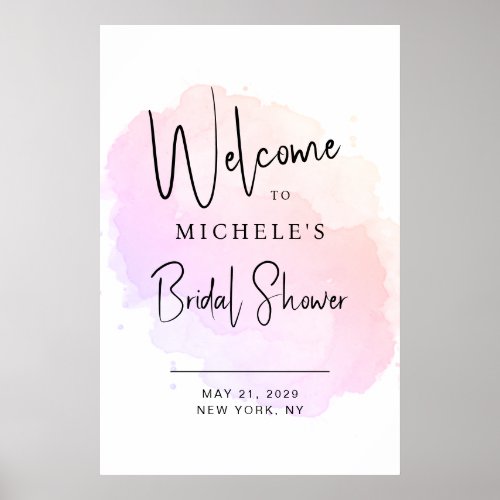 Modern Script Typography Bridal Shower Welcome Poster