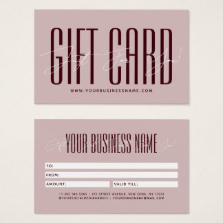 Modern script typography business gift card 