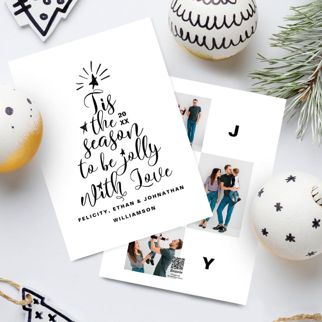 Modern Script Typography Christmas Tree Photo Holiday Card (Modern Script Typography Christmas Tree Photo Holiday Card)