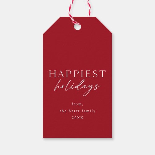 Modern Script Typography  Happiest Holidays  Gift Tags