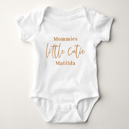 Modern script typography little cutie baby baby bo baby bodysuit