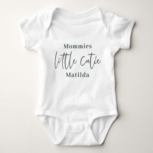 Modern script typography little cutie baby baby bodysuit